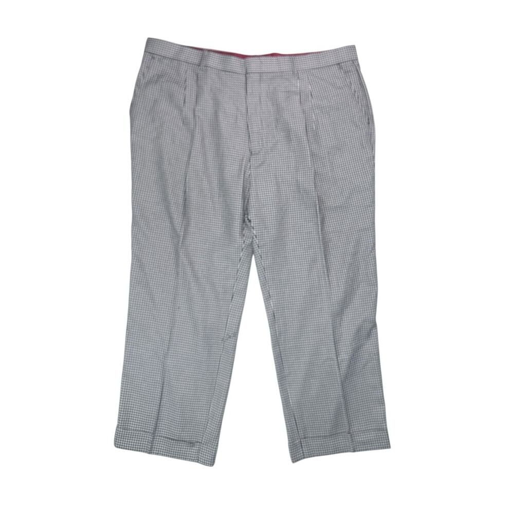 Pallini Men's Gray Houndstooth Pleated Dress Pants Size 47R